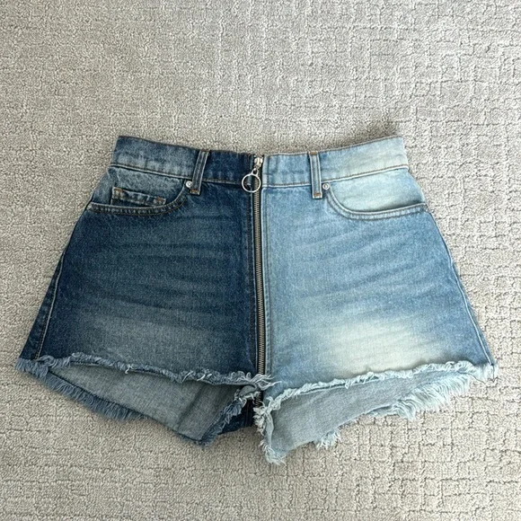Revice “Yin Yang Tokyo” zip around light dark wash cutoff denim short American - Picture 3 of 8